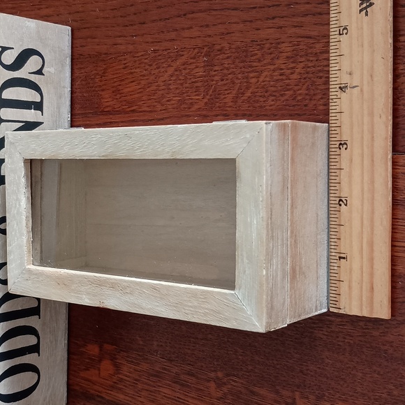 Wood Storage Boxes Rustic Whitewash Decor Hinged Glass Lids - Picture 7 of 9